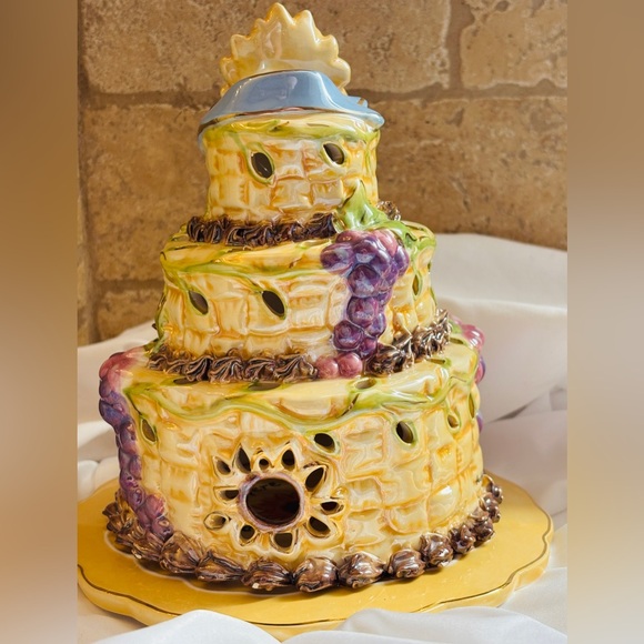 Blue Sky Autumn Birthday Cake Candle House 2006 Collectible Ceramic Candle - Picture 4 of 10